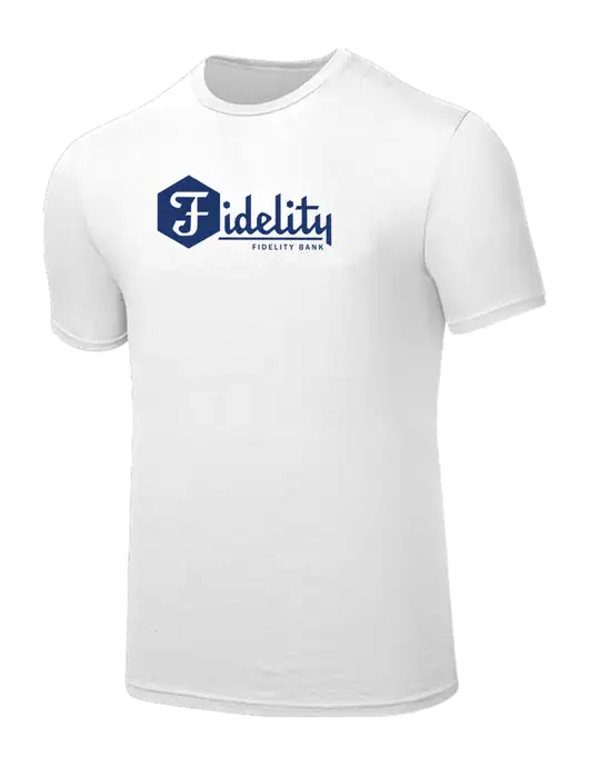 Seriously Soft White T-Shirt w/Fidelity Bank Logo