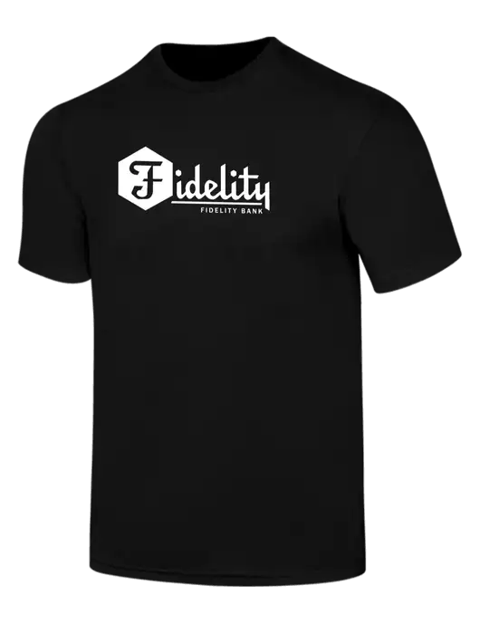 Simply Soft Black 4.5oz  Poly/Combed Ring Spun Cotton T-Shirt w/Fidelity Bank Logo