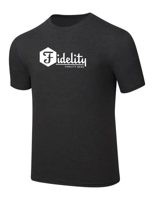 Simply Soft Black Frost 4.5oz  Poly/Combed Ring Spun Cotton T-Shirt w/Fidelity Bank Logo
