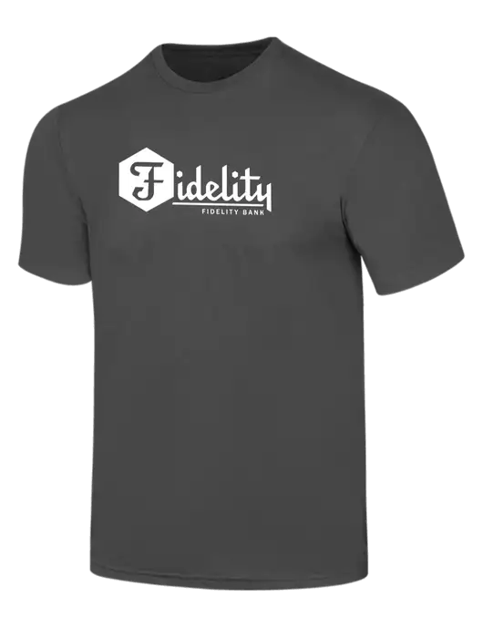 Simply Soft Charcoal 4.5oz  Poly/Combed Ring Spun Cotton T-Shirt w/Fidelity Bank Logo