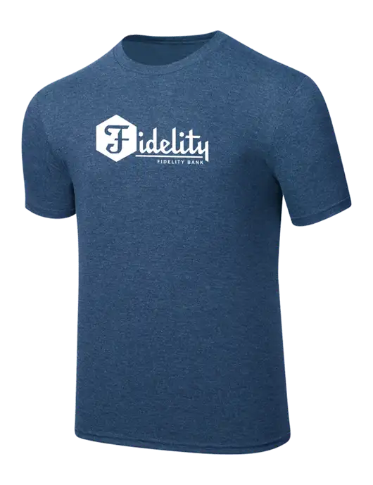 Simply Soft Heathered Navy 4.5oz  Poly/Combed Ring Spun Cotton T-Shirt w/Fidelity Bank Logo