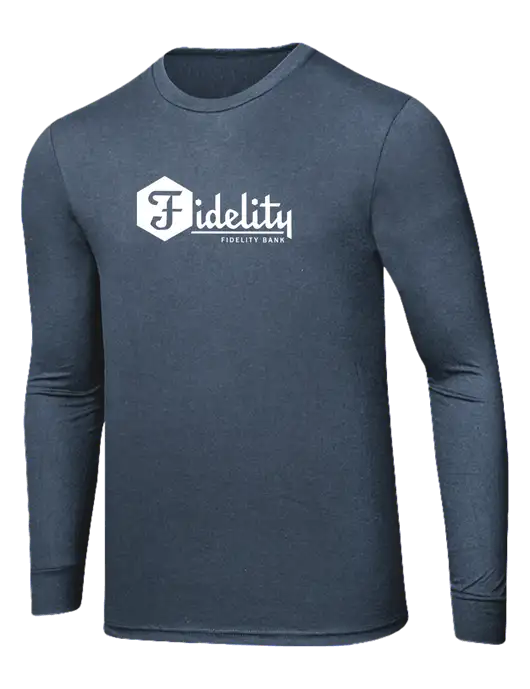 Simply Soft Long Sleeve Navy Frost 4.5 oz, Poly/Combed Ring Spun Cotton T-Shirt w/Fidelity Bank Logo