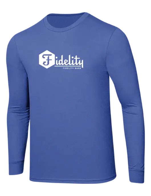 Simply Soft Long Sleeve Royal Frost 4.5 oz, Poly/Combed Ring Spun Cotton T-Shirt w/Fidelity Bank Logo