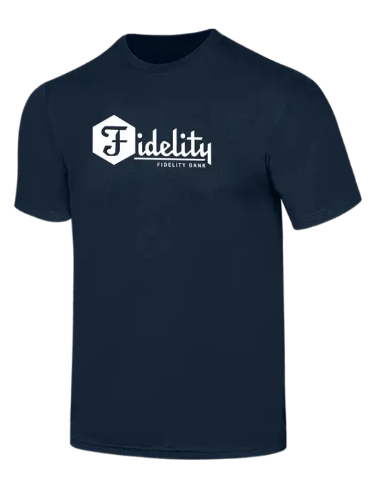 Simply Soft Navy 4.5oz  Poly/Combed Ring Spun Cotton T-Shirt w/Fidelity Bank Logo