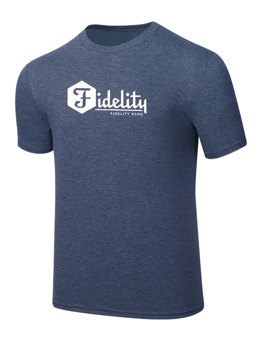 Simply Soft Navy Frost 4.5oz  Poly/Combed Ring Spun Cotton T-Shirt w/Fidelity Bank Logo
