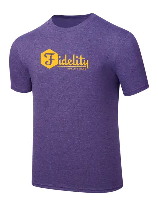 Simply Soft Purple Frost 4.5oz  Poly/Combed Ring Spun Cotton T-Shirt w/Fidelity Bank Logo