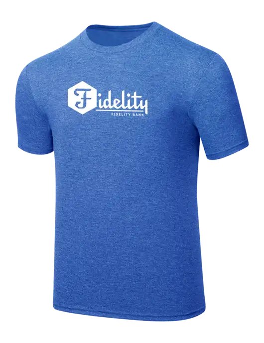 Simply Soft Royal Frost 4.5oz  Poly/Combed Ring Spun Cotton T-Shirt w/Fidelity Bank Logo