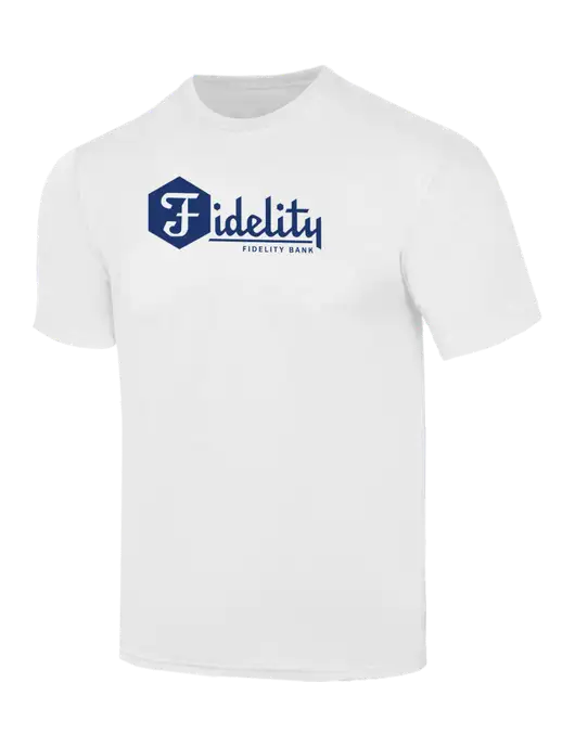 Simply Soft White 4.5oz  Poly/Combed Ring Spun Cotton T-Shirt w/Fidelity Bank Logo