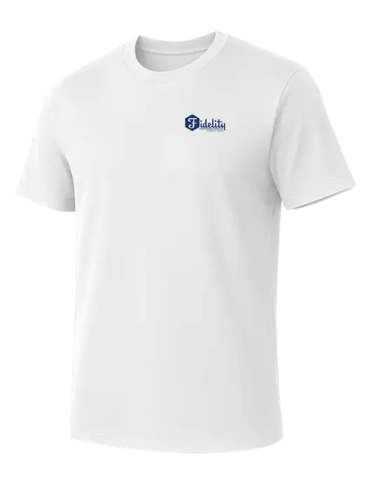 Allmade Bright White Organic Cotton Tee w/Fidelity Bank Logo