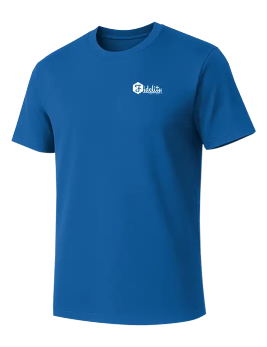 Allmade Royal Blue Organic Cotton Tee w/Fidelity Bank Logo