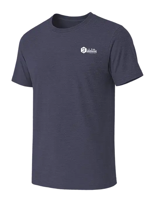BELLA+CANVAS Heather Navy CVC Short Sleeve Tee w/Fidelity Bank Logo