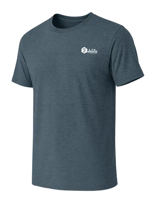 BELLA+CANVAS Heather Slate Blue CVC Short Sleeve Tee w/Fidelity Bank Logo