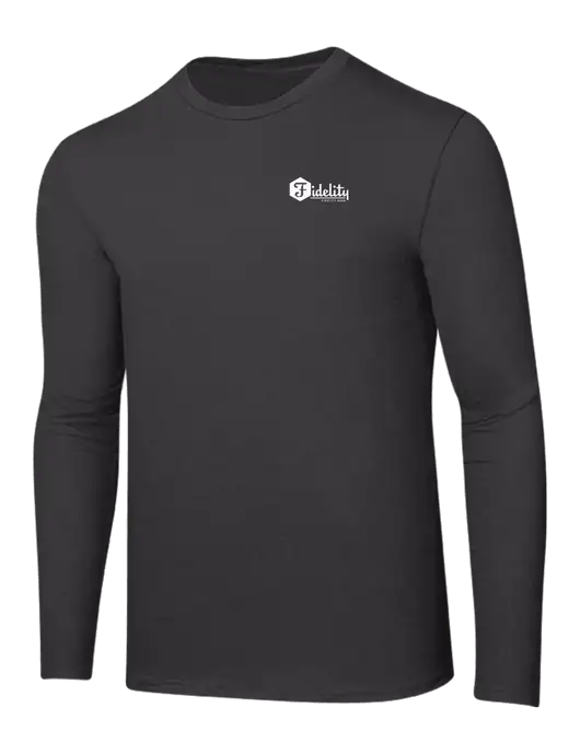 Ring Spun Charcoal 4.5 oz Long Sleeve T-Shirt w/Fidelity Bank Logo