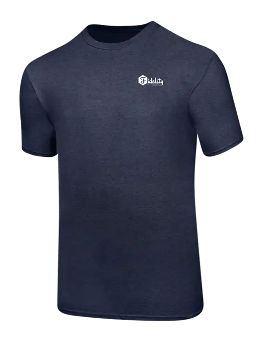 Ring Spun Heather Navy 4.5 oz T-Shirt w/Fidelity Bank Logo