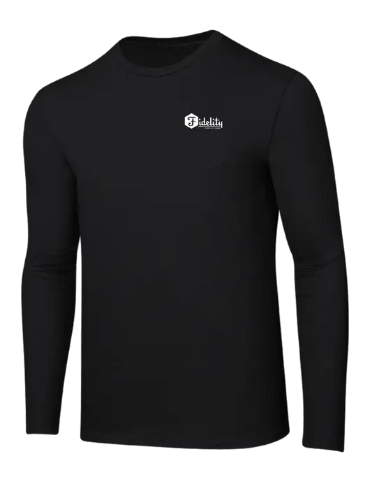 Ring Spun Jet Black 4.5 oz Long Sleeve T-Shirt w/Fidelity Bank Logo