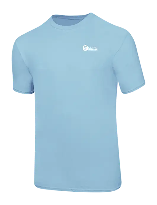 Ring Spun Light Blue 4.5 oz T-Shirt w/Fidelity Bank Logo
