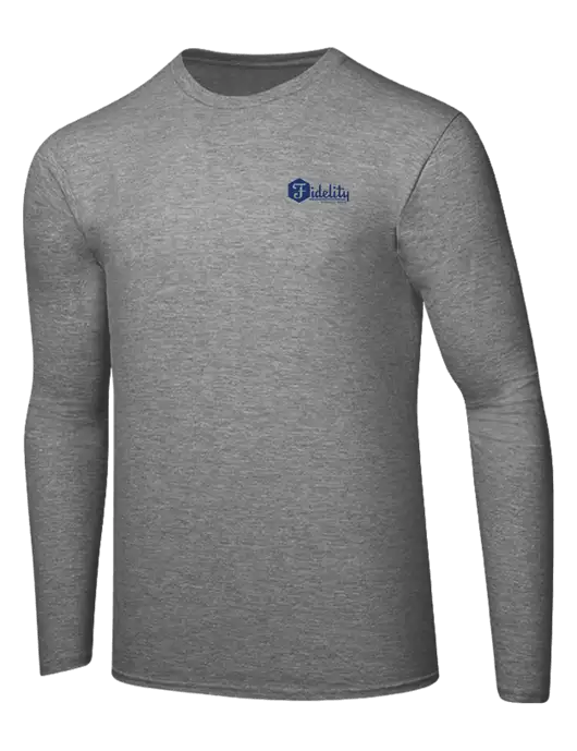 Ring Spun Light Heather Grey 4.5 oz Long Sleeve T-Shirt w/Fidelity Bank Logo