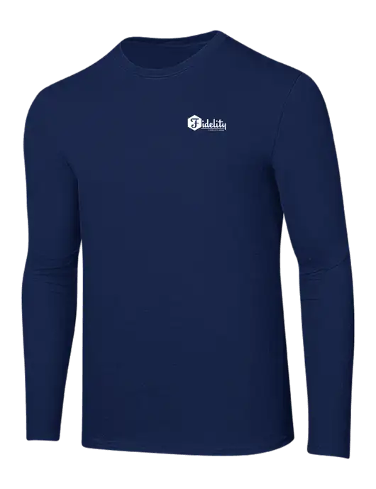 Ring Spun Navy 4.5 oz Long Sleeve T-Shirt w/Fidelity Bank Logo
