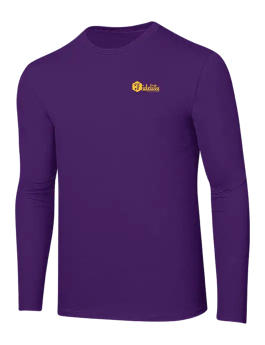 Ring Spun Purple 4.5 oz Long Sleeve T-Shirt w/Fidelity Bank Logo