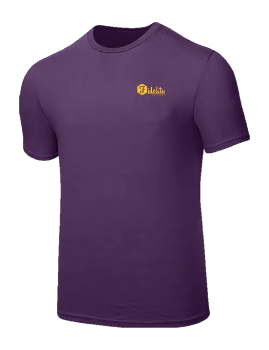 Seriously Soft Eggplant Purple T-Shirt w/Fidelity Bank Logo