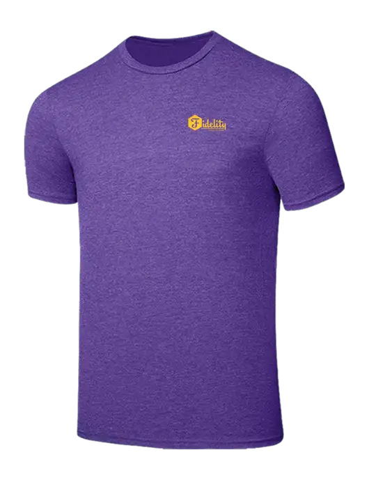 Seriously Soft Heathered Purple T-Shirt w/Fidelity Bank Logo