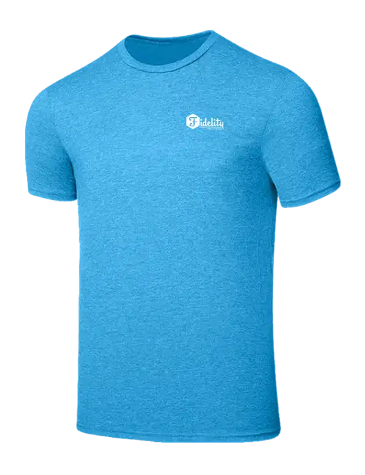 Seriously Soft Heathered Sapphire Blue T-Shirt w/Fidelity Bank Logo