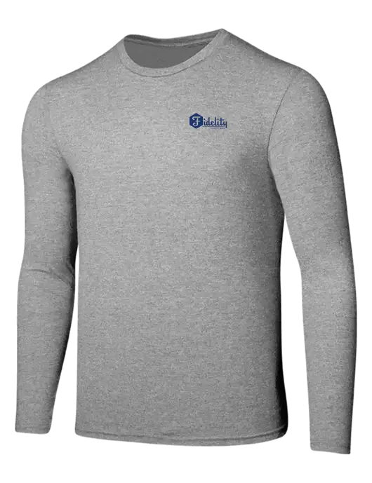 Seriously Soft Light Heathered Grey Long Sleeve T-Shirt w/Fidelity Bank Logo