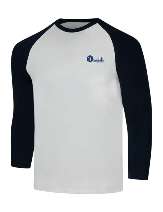 Simply Soft 3/4 Sleeve Black/White Ring Spun Cotton T-Shirt w/Fidelity Bank Logo