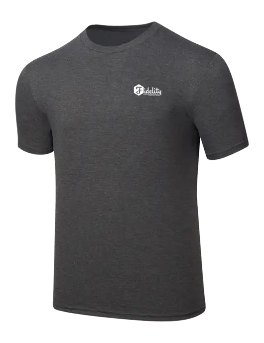 Simply Soft Heathered Charcoal 4.5oz  Poly/Combed Ring Spun Cotton T-Shirt w/Fidelity Bank Logo