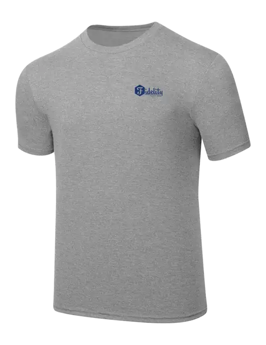 Simply Soft Heathered Light Grey 4.5oz  Poly/Combed Ring Spun Cotton T-Shirt w/Fidelity Bank Logo