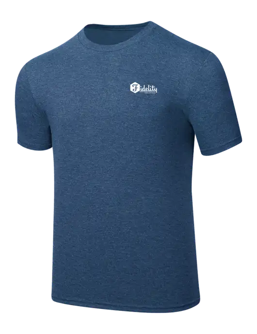 Simply Soft Heathered Navy 4.5oz  Poly/Combed Ring Spun Cotton T-Shirt w/Fidelity Bank Logo