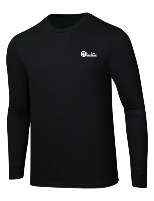Simply Soft Long Sleeve Black 4.5 oz, Poly/Combed Ring Spun Cotton T-Shirt w/Fidelity Bank Logo