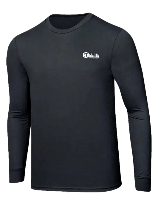 Simply Soft Long Sleeve Black Frost 4.5 oz, Poly/Combed Ring Spun Cotton T-Shirt w/Fidelity Bank Logo
