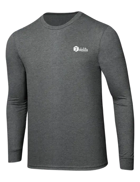 Simply Soft Long Sleeve Medium Grey Frost 4.5 oz, Poly/Combed Ring Spun Cotton T-Shirt w/Fidelity Bank Logo