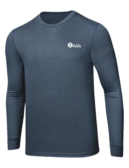 Simply Soft Long Sleeve Navy Frost 4.5 oz, Poly/Combed Ring Spun Cotton T-Shirt w/Fidelity Bank Logo