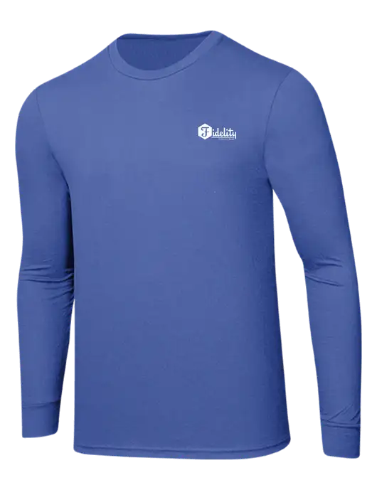 Simply Soft Long Sleeve Royal Frost 4.5 oz, Poly/Combed Ring Spun Cotton T-Shirt w/Fidelity Bank Logo