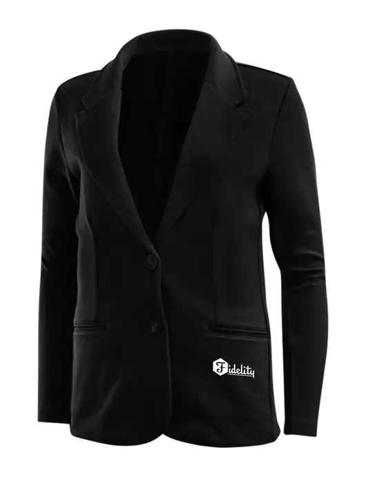 Black Womens Knit Blazer w/Fidelity Bank Logo