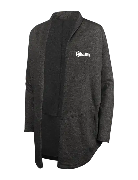 Charcoal Heather/ Medium Heather Grey Womens Interlock Cardigan w/Fidelity Bank Logo