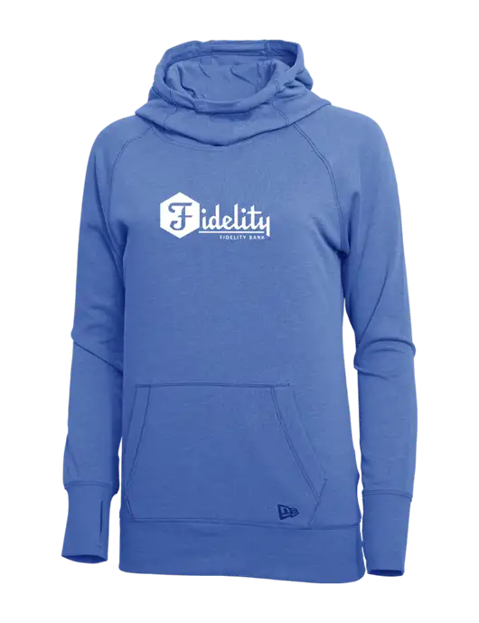 New Era Royal Heather Womens Tri-Blend Fleece Pullover Hoodie w/Fidelity Bank Logo