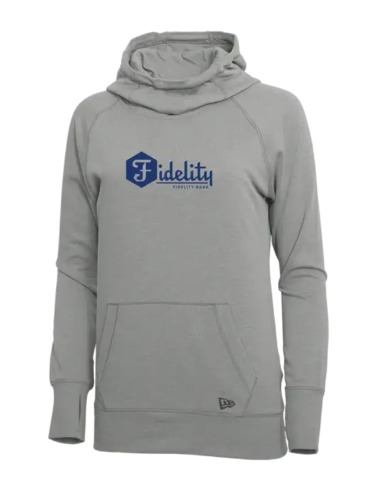 New Era Shadow Grey Heather Womens Tri-Blend Fleece Pullover Hoodie w/Fidelity Bank Logo
