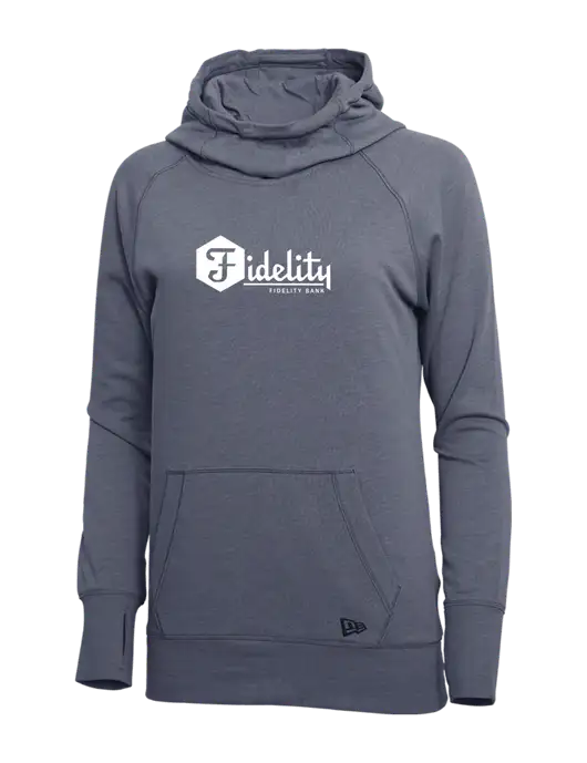New Era True Navy Heather Womens Tri-Blend Fleece Pullover Hoodie w/Fidelity Bank Logo