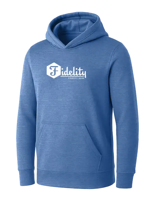 Womens Royal Heather Core Fleece Pullover Hooded Sweatshirt w/Fidelity Bank Logo