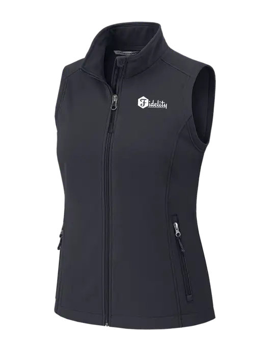 Charcoal Grey Womens Core Soft Shell Vest w/Fidelity Bank Logo