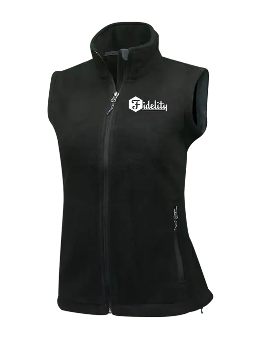 Womens Black Fleece Vest w/Fidelity Bank Logo