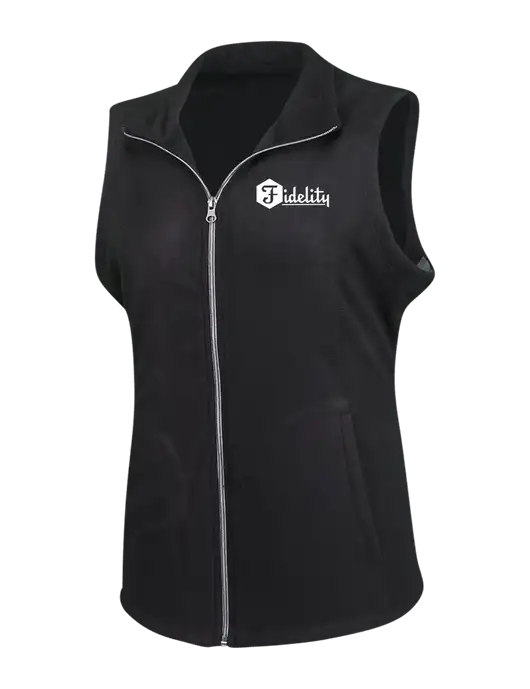 Black Womens Microfleece Vest w/Fidelity Bank Logo