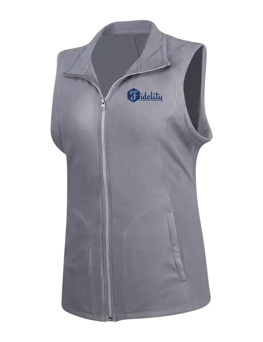 Medium Grey Womens Microfleece Vest w/Fidelity Bank Logo