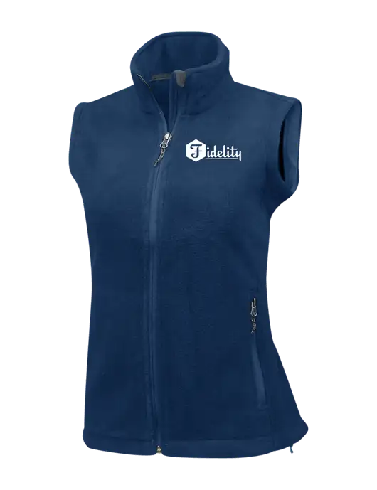 Navy Womens Fleece Vest w/Fidelity Bank Logo