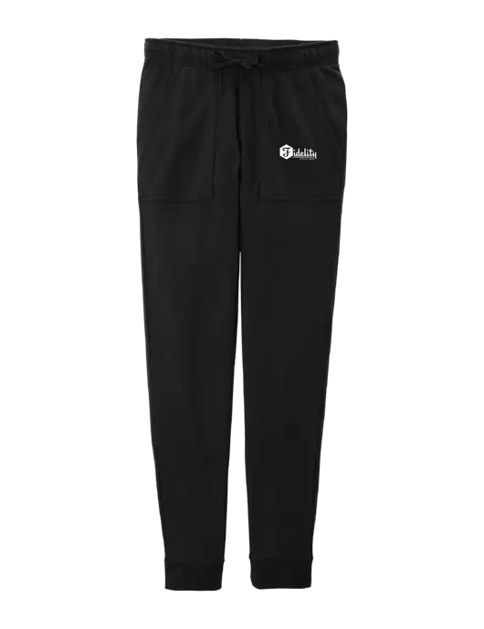 Womens Posicharge Tri-blend Wicking Black Triad Solid Fleece Jogger w/Fidelity Bank Logo