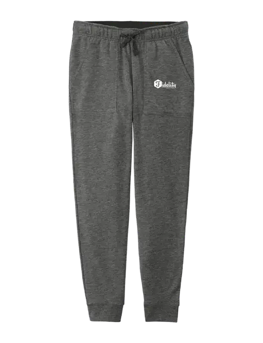 Womens Posicharge Tri-blend Wicking Dark Grey Heather Triad Solid Fleece Jogger w/Fidelity Bank Logo