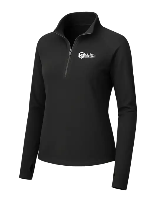 Womens Black Microfleece 1/2 Zip Pullover w/Fidelity Bank Logo